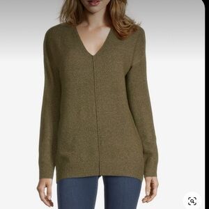a.n.a Windsor Green Marled Fleck V Neck‎ Pull Over Sweater Oversized SZ XSmall